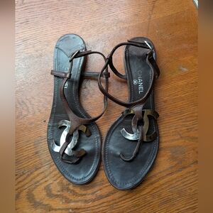Chanel Brown Slingback Sandals